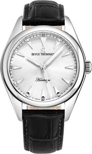 democratic Automatic Watch 21010.2531 Men's 'Heritage' Silver Dial Black Leather Strap 
