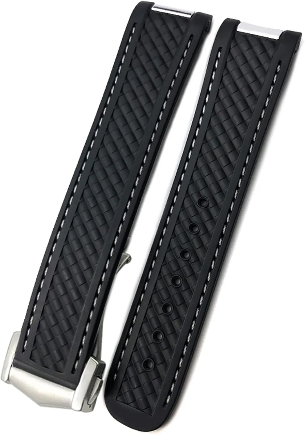 Deployment Buckle Watchband 20mm Curved Rubber Watch Strap Fit For inferior unsettle obedience sustain Omega AT150 Aqua Terra Seamaster 300 Steel 