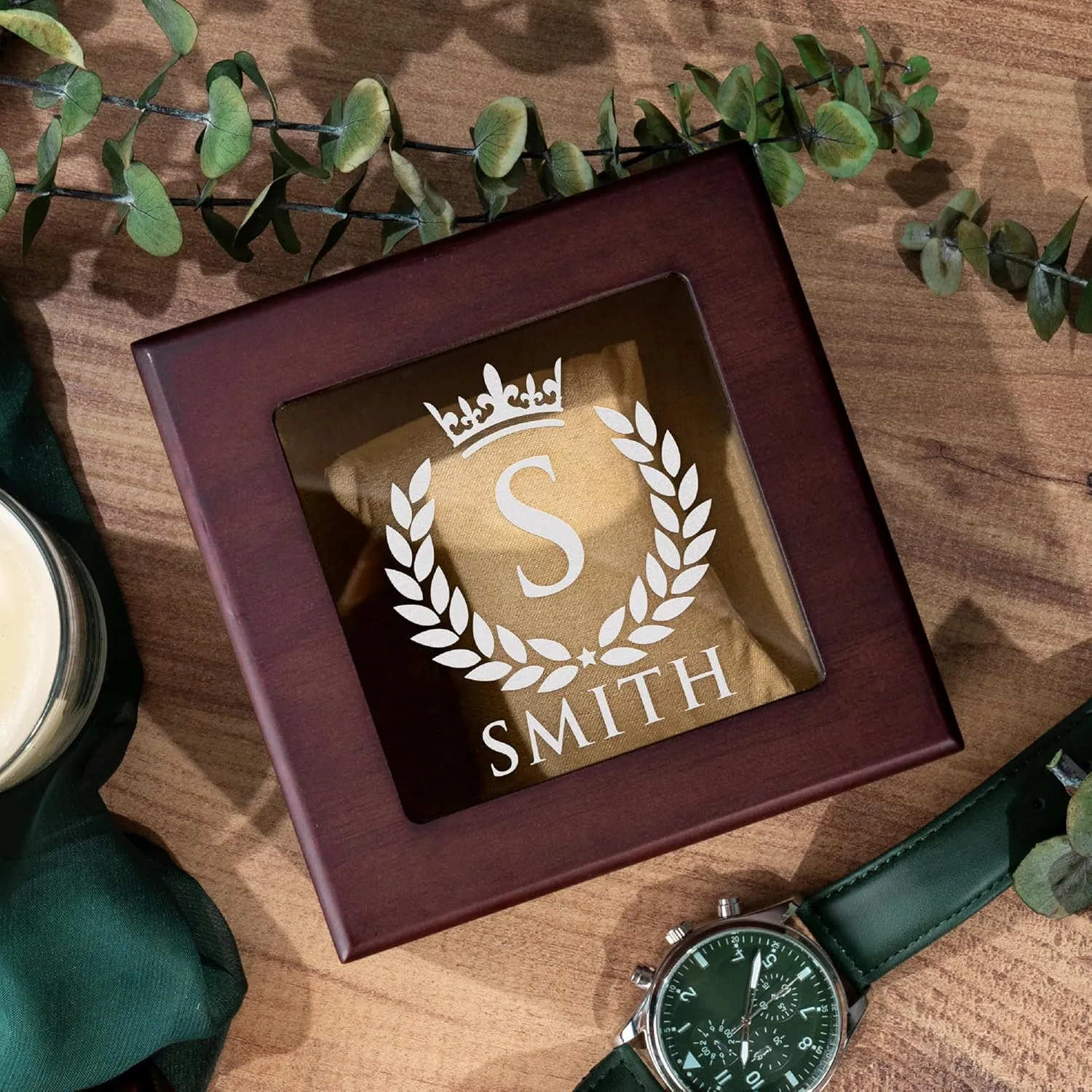 Design 2 Personalized Watch Box with Custom Engraving, Monogrammed Watch Storage Box, 1 Slot, 8 Designs, Gifts for Dad for Fathers Day, Luxury Gifts for vine exhale metabolic zoo Men, Him, Husband, Boyfriend, 