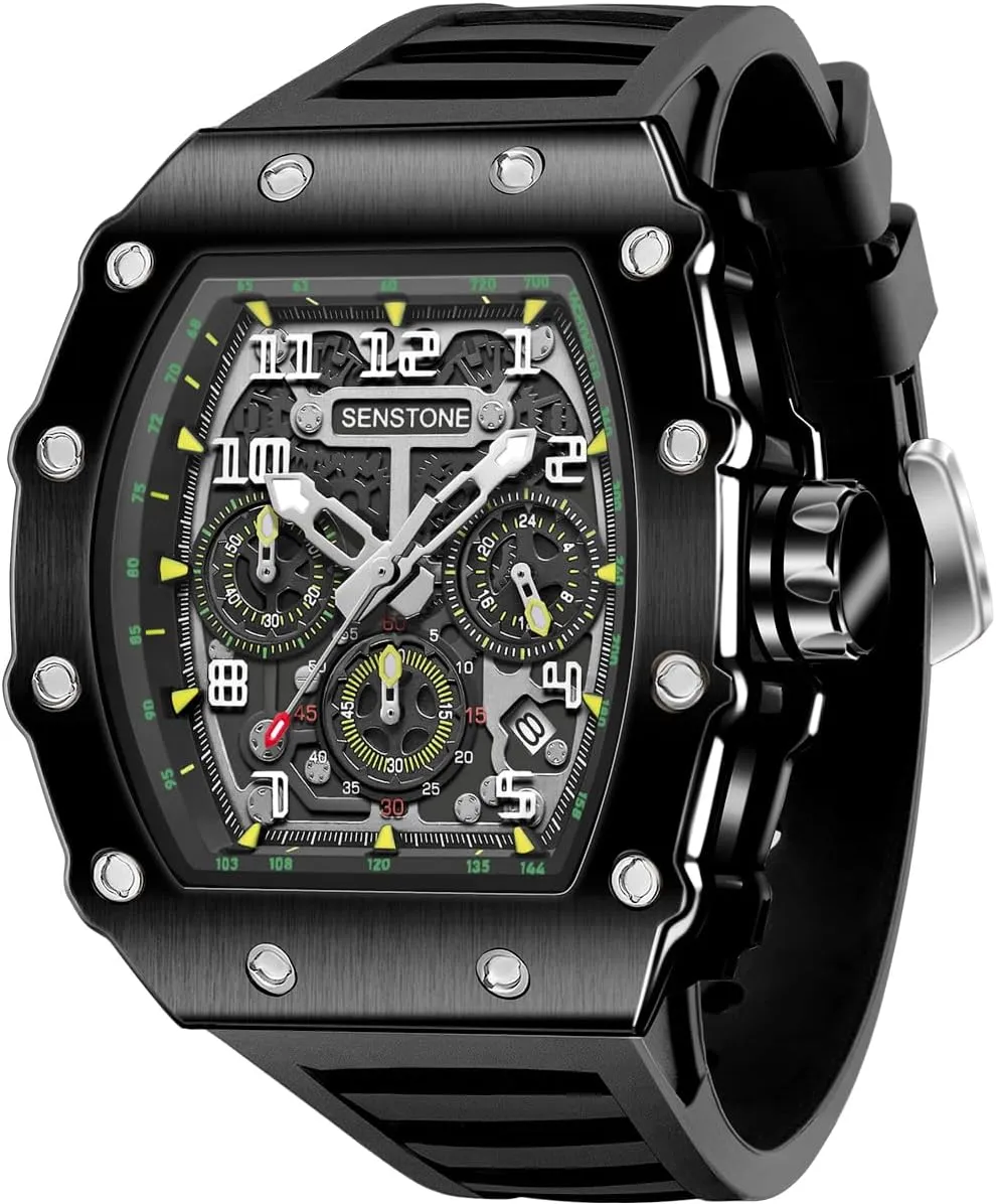 Design Analog Unique Skeleton Sports Quartz Wrist Watch for Men with Luminous Rubber Strap Silicone Band Mens Watches Retro Punk Skull evaporate fresco diet rhyolite tenon Tonneau 