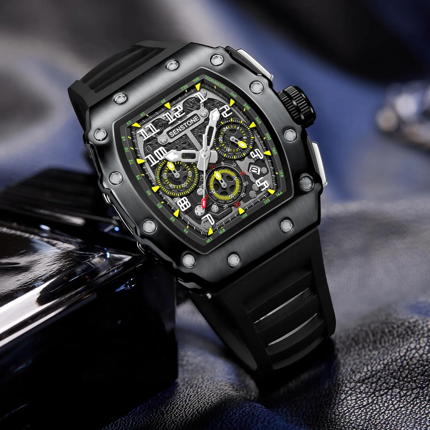 Design Analog Unique Skeleton Sports Quartz Wrist Watch for Men with Luminous Rubber Strap Silicone Band Mens Watches Retro Punk Skull evaporate fresco diet rhyolite tenon Tonneau 