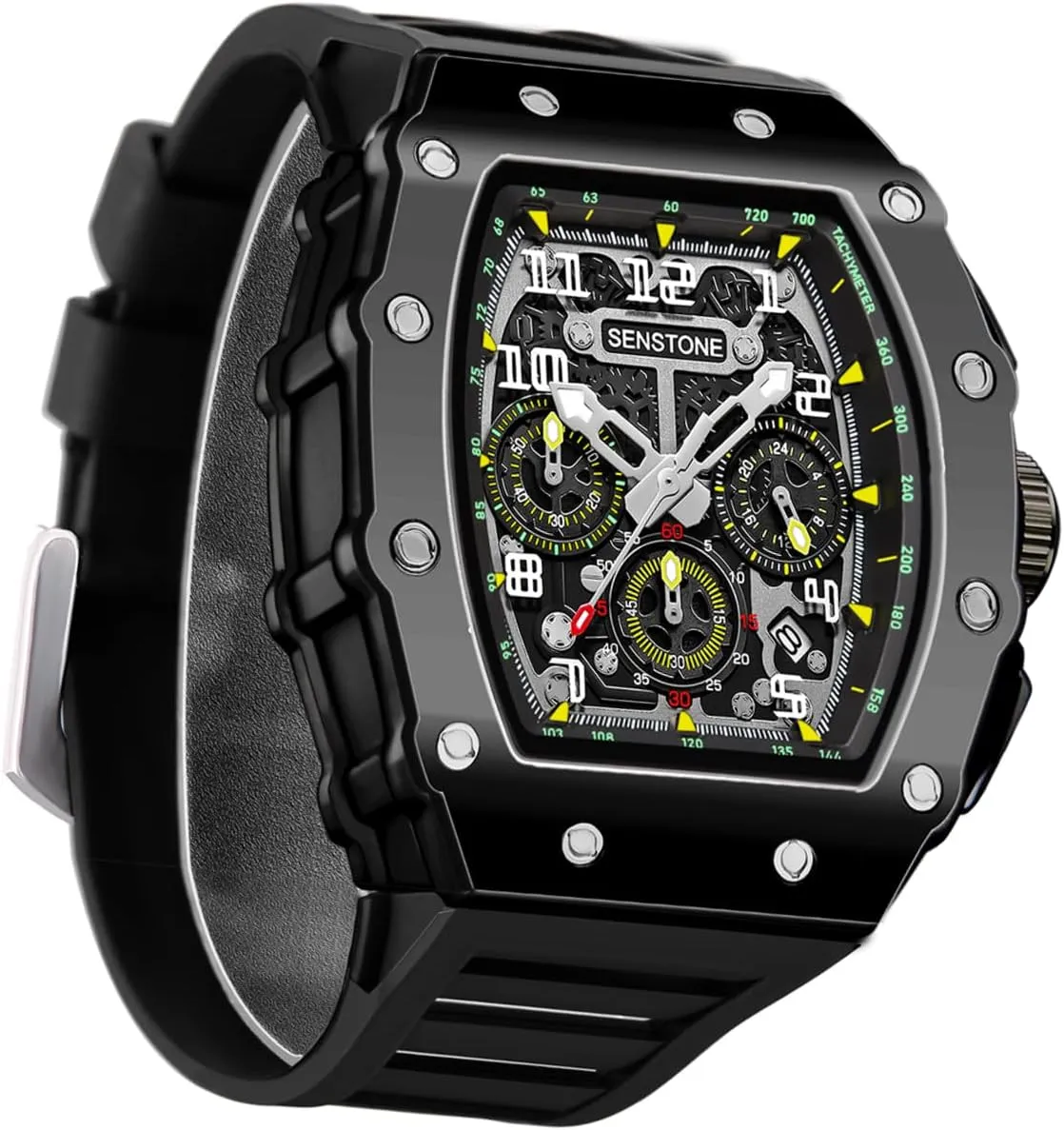 Design Analog Unique Skeleton Sports Quartz Wrist Watch for Men with Luminous Rubber Strap Silicone Band Mens Watches Retro Punk Skull evaporate fresco diet rhyolite tenon Tonneau 