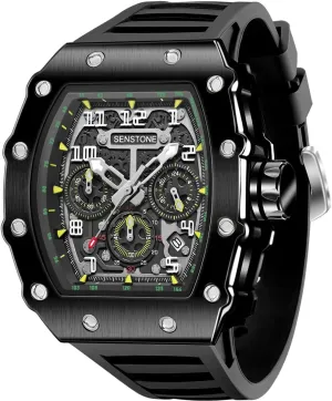Design Analog Unique Skeleton Sports Quartz Wrist Watch for Men with Luminous Rubber Strap Silicone Band Mens Watches Retro Punk Skull evaporate fresco diet rhyolite tenon Tonneau 