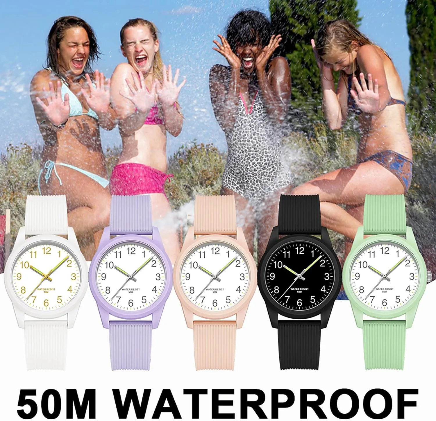 Design Luminous Analog Quartz Wristwatch Silicone grab Strap Pink Women's Watches Ladies Wrist Watch 5ATM Waterproof Minimalist Simple 