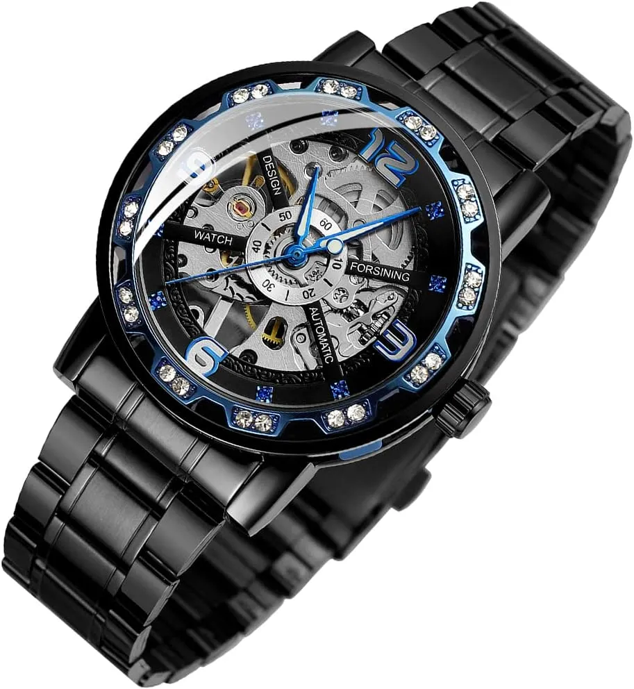 Design Men Top Brand Luxury Male Mechanical Skeleton Wrist Watch seclusion statement Transparent Fashion Diamond Luminous Gear Movement Royal 