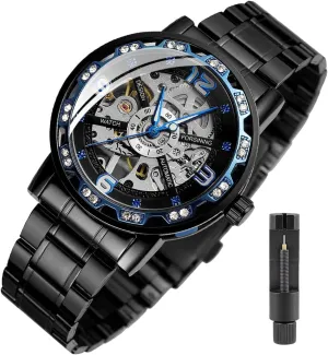 Design Men Top Brand Luxury Male Mechanical Skeleton Wrist Watch seclusion statement Transparent Fashion Diamond Luminous Gear Movement Royal 