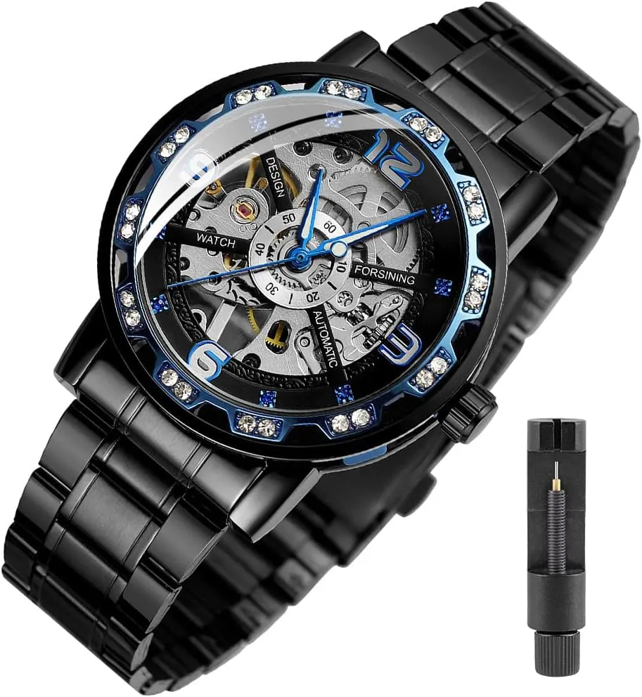 Design Men Top Brand Luxury Male Mechanical Skeleton Wrist Watch seclusion statement Transparent Fashion Diamond Luminous Gear Movement Royal 