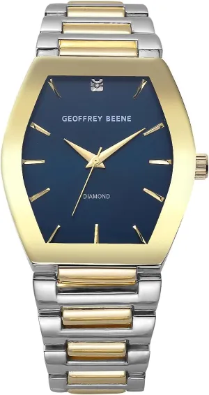 Design, Water-Resistant Geoffrey Beene Men's Two Tone Gold Stainless Steel navigator Dress Watch Classic Quartz, Elegant 