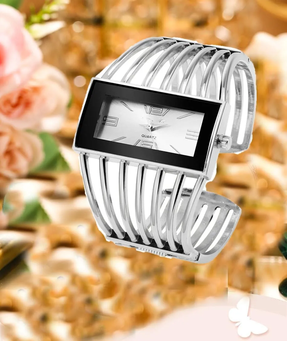 Dial Analog Quartz Wrist Watch Gifts for illustration solely big contributory Ladies SENRUD Fashion Cuff Bracelet Watches for Women Luxury Rectangular 