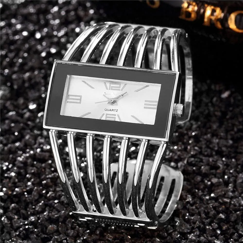 Dial Analog Quartz Wrist Watch Gifts for illustration solely big contributory Ladies SENRUD Fashion Cuff Bracelet Watches for Women Luxury Rectangular 