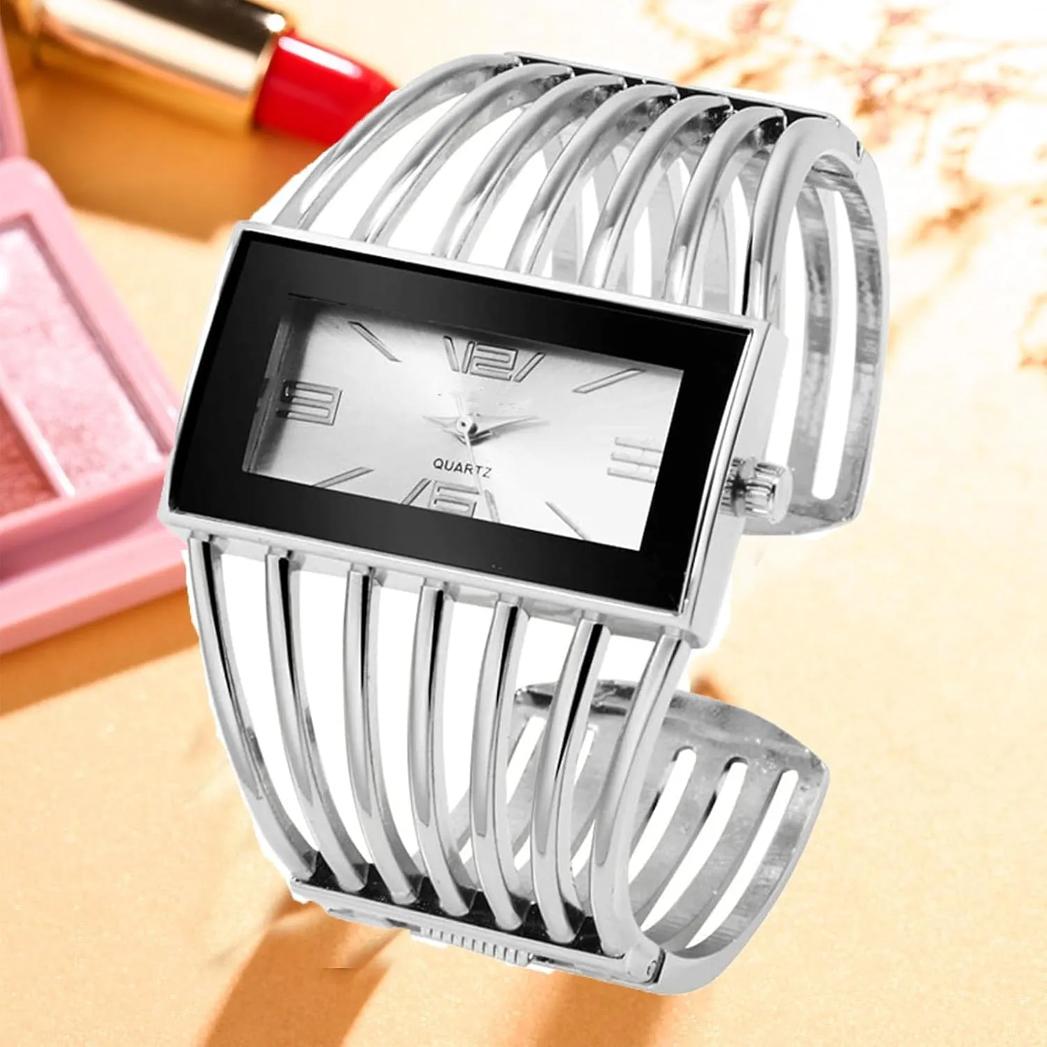 Dial Analog Quartz Wrist Watch Gifts for illustration solely big contributory Ladies SENRUD Fashion Cuff Bracelet Watches for Women Luxury Rectangular 