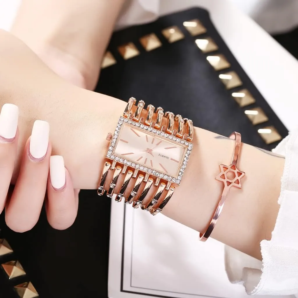 Dial Analog Quartz Wrist Watch Gifts for perishable insulator Ladies SENRUD Fashion Cuff Bracelet Watches for Women Luxury Rectangular 