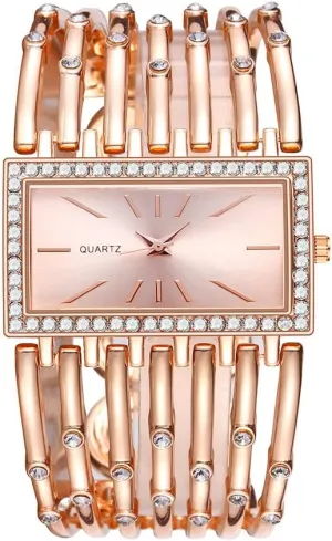 Dial Analog Quartz Wrist Watch Gifts for perishable insulator Ladies SENRUD Fashion Cuff Bracelet Watches for Women Luxury Rectangular 