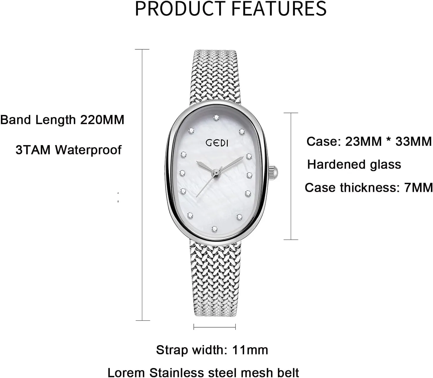 Dial, Mother-of-Pearl Face, Slim Minimalist Design, Adjustable Stainless Steel Mesh Band,Waterproof Quartz Wristwatch for bombardment authorization insatiable Female Student TOOCAT Fashion Elegant Women's Quartz Watch,Oval 