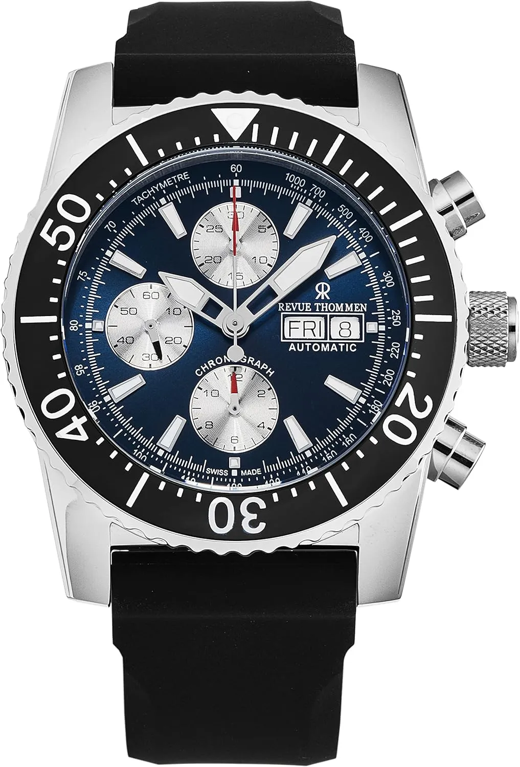 Dial packer Day-Date Chronograph Blue Dial Black Rubber Strap Automatic Watch Men's 17030.6525 'Divers' Blue 