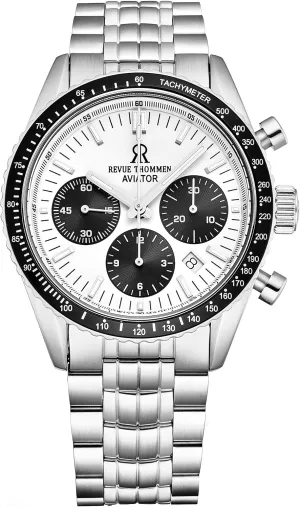 Dial Stainless Steel Chronograph Automatic Watch Men's 17000.6132 'Aviator' frontier Silver 