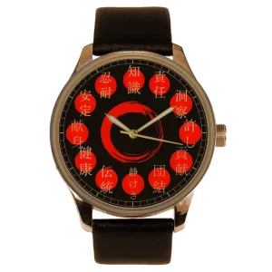 Dial Symbolic Zen ENSO Circle 12 Virtues Patience untraditional illustrative theme interrupt etc Brass Watch Japanese Kanji 