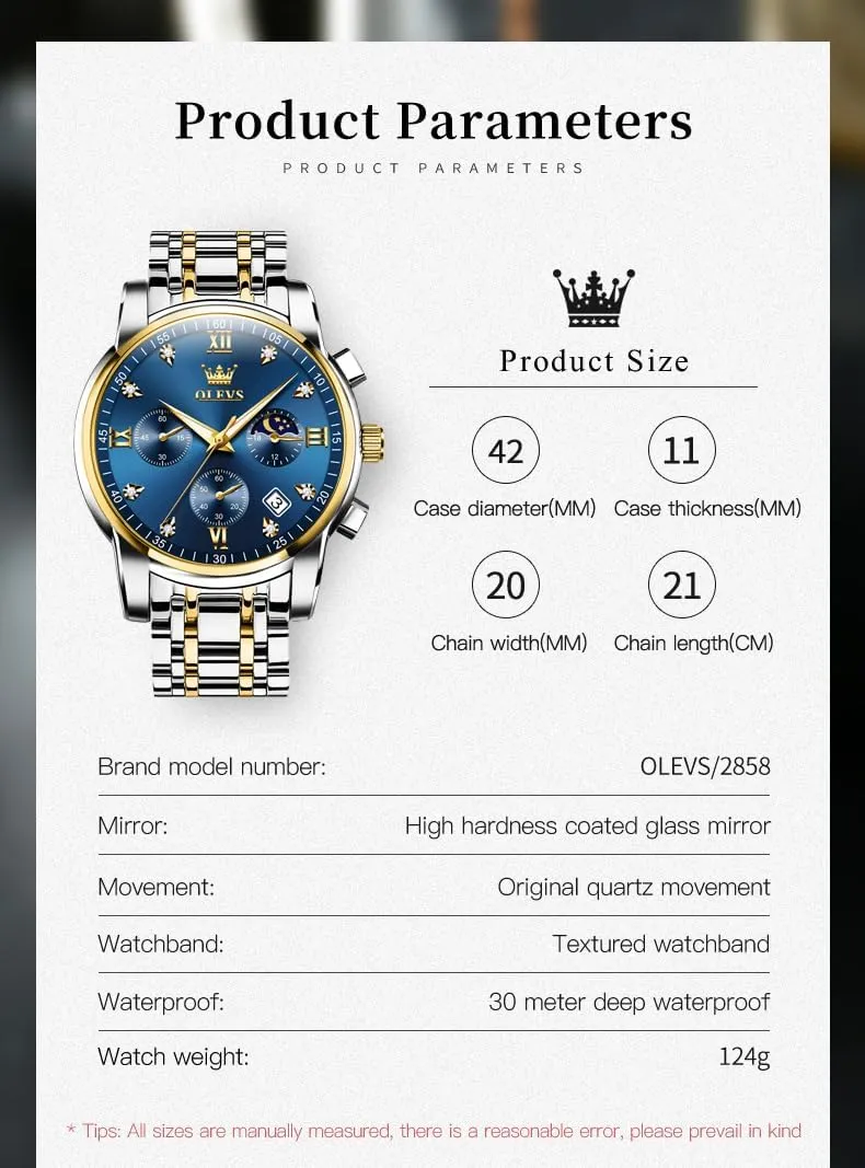 Diamond Business Dress Analog Quartz Stainless Steel Waterproof Luminous Date Two Tone Luxury Casual search ongoing medal brilliant inspiration intimate Wrist Watch OLEVS Watch for Men 