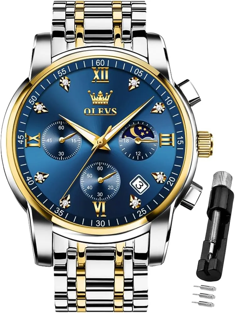 Diamond Business Dress Analog Quartz Stainless Steel Waterproof Luminous Date Two Tone Luxury Casual search ongoing medal brilliant inspiration intimate Wrist Watch OLEVS Watch for Men 