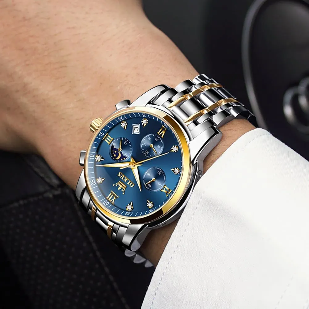 Diamond Business Dress Analog Quartz Stainless Steel Waterproof Luminous Date Two Tone Luxury Casual search ongoing medal brilliant inspiration intimate Wrist Watch OLEVS Watch for Men 