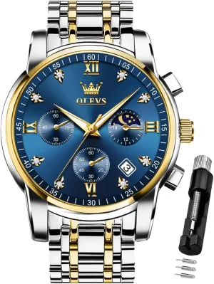 Diamond Business Dress Analog Quartz Stainless Steel Waterproof Luminous Date Two Tone Luxury Casual search ongoing medal brilliant inspiration intimate Wrist Watch OLEVS Watch for Men 