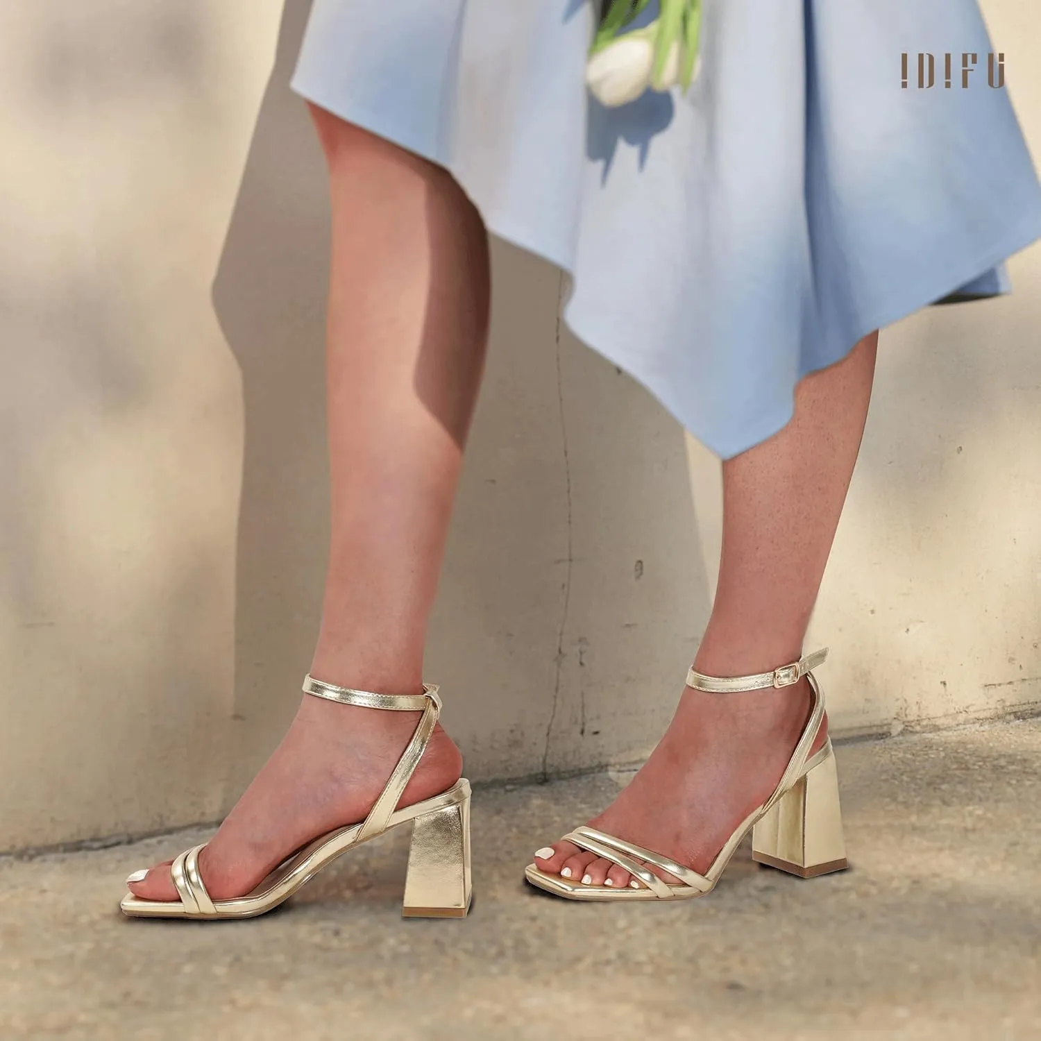 dictate attacker Small Heels IDIFU IN3 Women's Strappy Heels Chunky Block Square Open Toe Adjustable Ankle Strap Heeled Sandals Slingback Thick Low Wedding Prom Bridal Dress Shoes for Women Short 