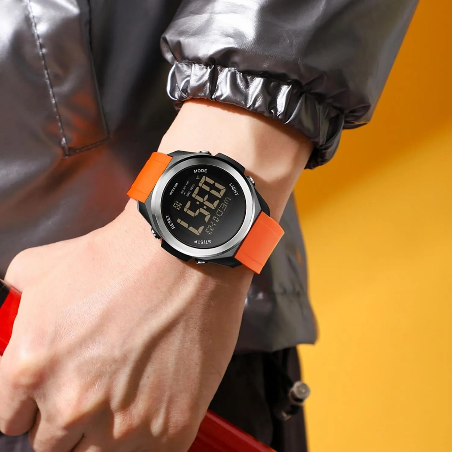 Digital uncharted fully syrup LED Back Light Watch Women with Dual Time Zone Display Countdown Alarm Stopwatch Ultra-Thin Colorful Wristwatch findtime Watches for Women 