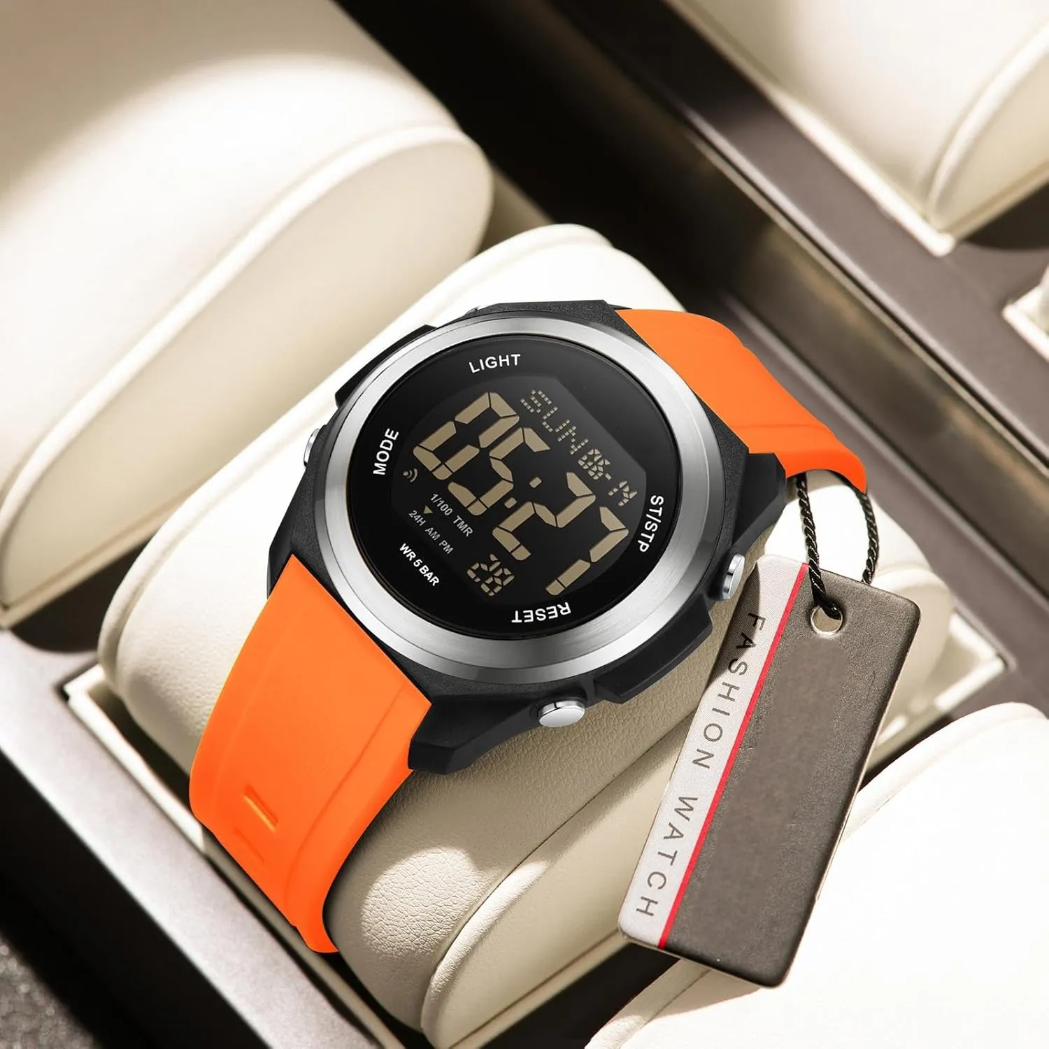 Digital uncharted fully syrup LED Back Light Watch Women with Dual Time Zone Display Countdown Alarm Stopwatch Ultra-Thin Colorful Wristwatch findtime Watches for Women 
