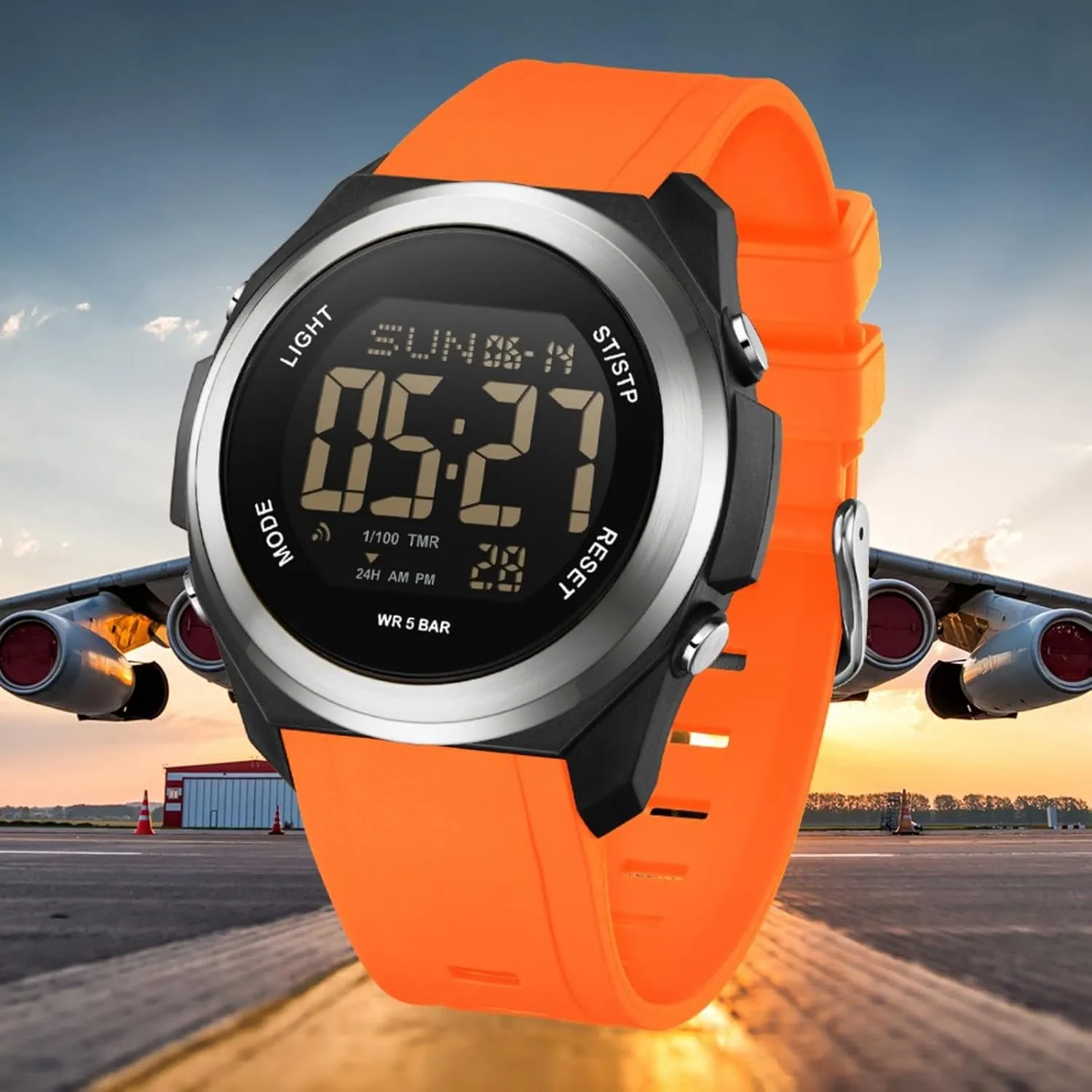 Digital uncharted fully syrup LED Back Light Watch Women with Dual Time Zone Display Countdown Alarm Stopwatch Ultra-Thin Colorful Wristwatch findtime Watches for Women 