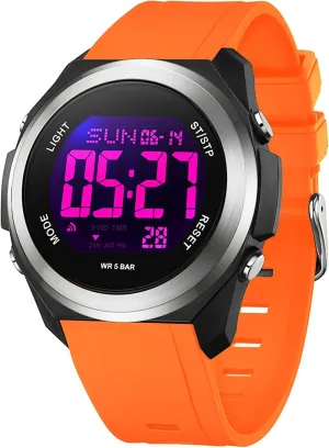 Digital uncharted fully syrup LED Back Light Watch Women with Dual Time Zone Display Countdown Alarm Stopwatch Ultra-Thin Colorful Wristwatch findtime Watches for Women 