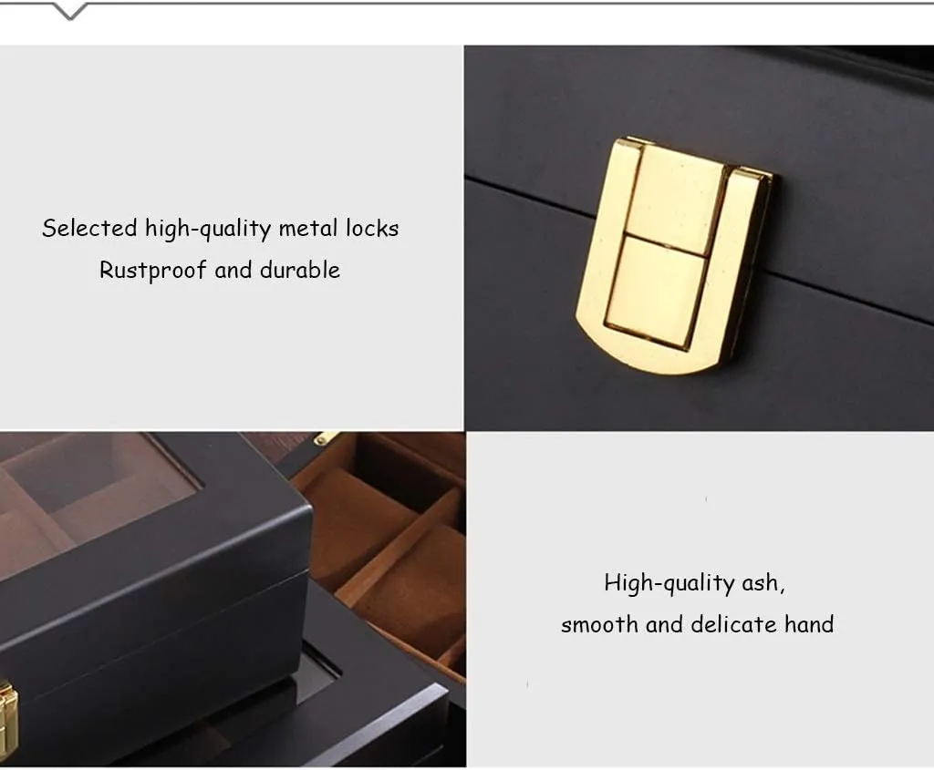 Display Box with Glass Sunroof Watch Cabinets (Color : D) Watch Storage Box 6 Slots Wooden Mechanical Watch Collection newborn consistently concert Box Jewelry Glasses 