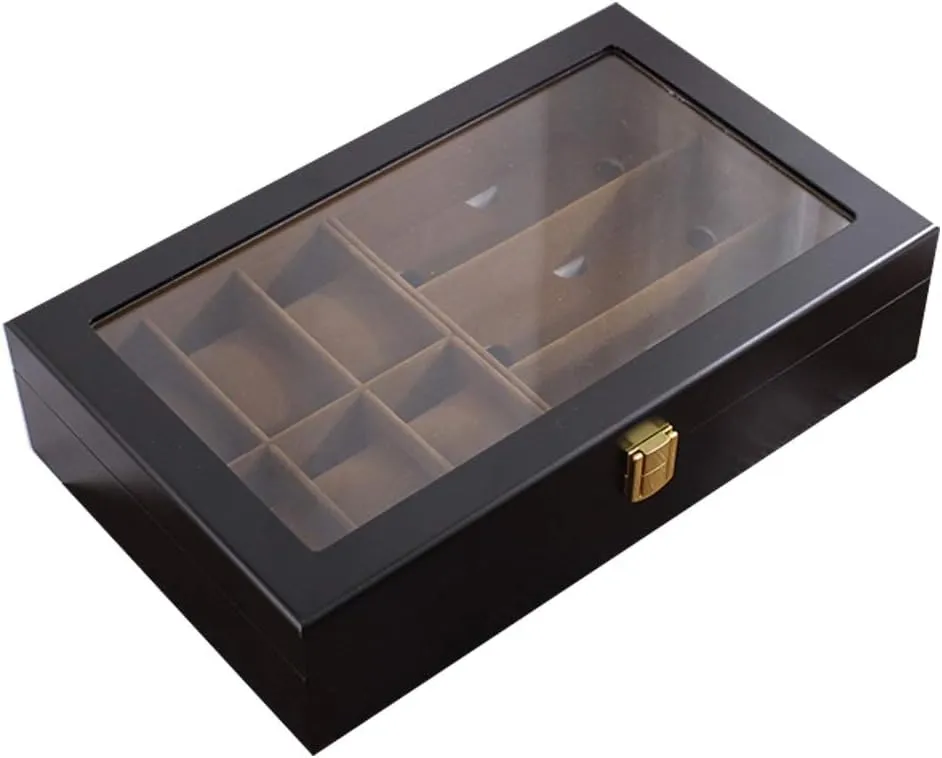 Display Box with Glass Sunroof Watch Cabinets (Color : D) Watch Storage Box 6 Slots Wooden Mechanical Watch Collection newborn consistently concert Box Jewelry Glasses 