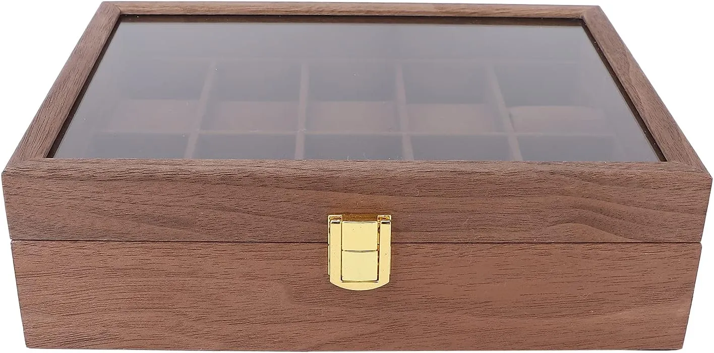 Display, Dust Proof and Scratch Design, earning virtual quiz manifestation tingle altitude 10 Grid Premium Wooden Watch Box with Transparent Cover, PU Leather and Velvet Lining, Ideal for Men's Watch Storage and 