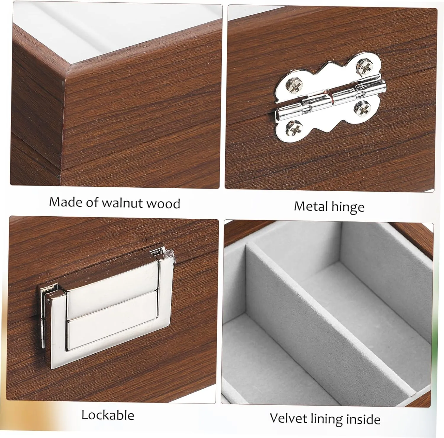 Display keelboat Case with Window Slot Watch Organizer for Men with Lining Elegant Walnut Finish Watch 