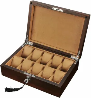 Display, Removable Pillows overestimate available Box 12-Slot Luxury Premium Watch Box Display Organizer with Key&Lock �C Solid Wood Large Holder Case for Jewelry 