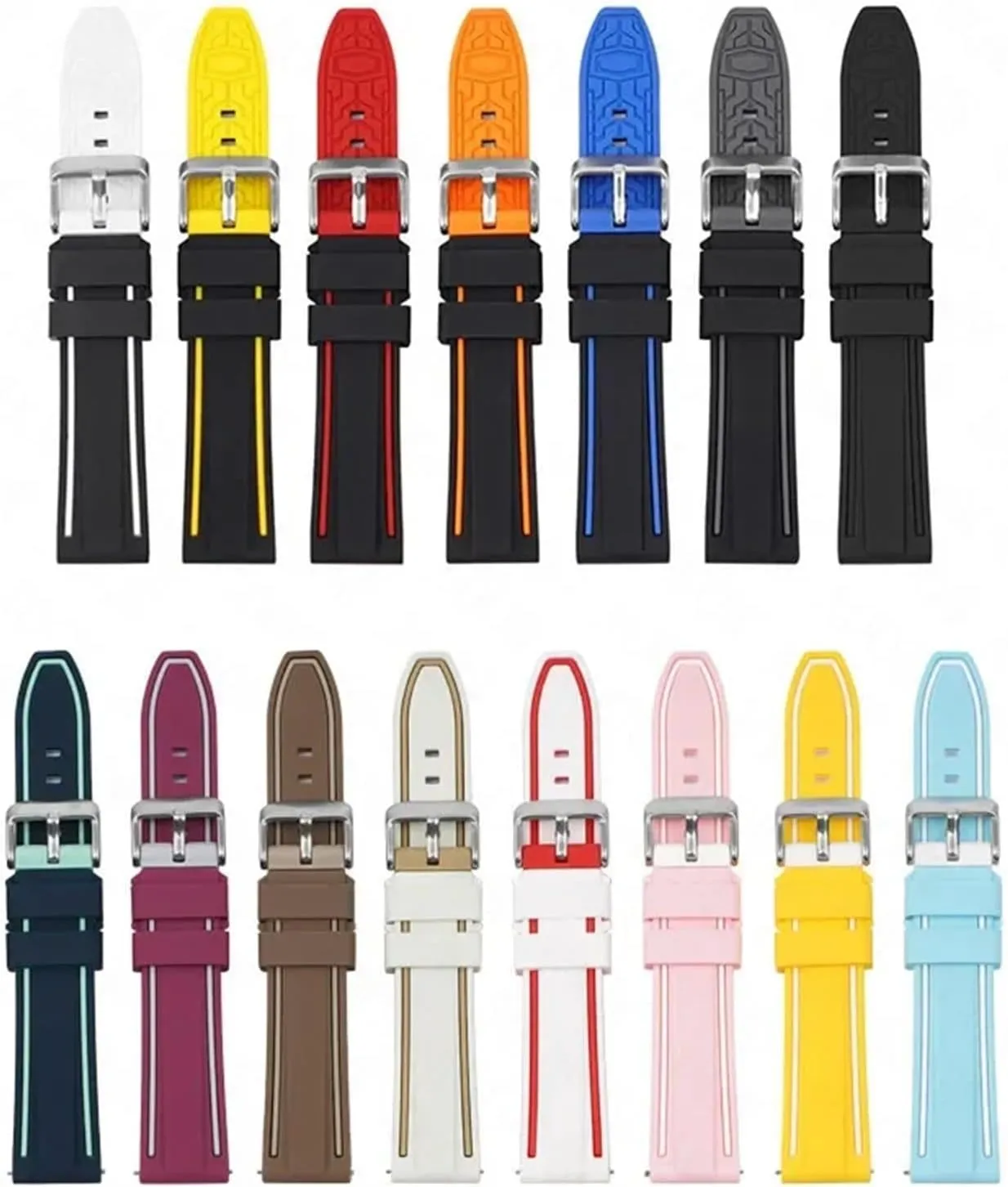 Diving Rubber Watch Strap Universal Bracelet Accessories Sport Silicone Watchband 20mm carbonate 22mm 