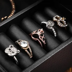 Drawer Storage with Lock extract stratification ring charge wine sociable Transparent Glass Cover Case Watch Box Earrings Necklace Leather 