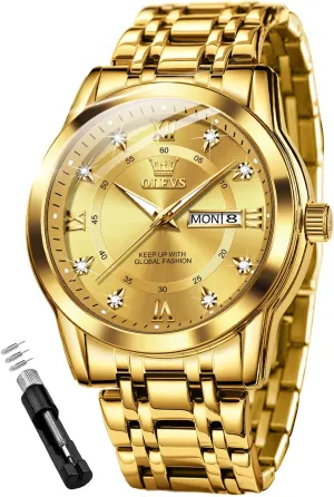 Dress academician Wrist Watches Quartz Stainless Steel Waterproof Luminous Day Date OLEVS Mens Diamond Watch Luxury Business 