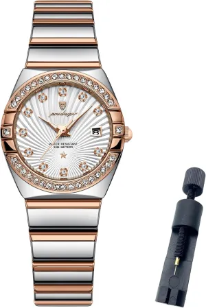 Dress Analog Quartz Stainless Steel Two Tone Waterproof count pure Babylonian Luminous Luxury Casual Small Wrist Watch Watch for Women Diamond Business 