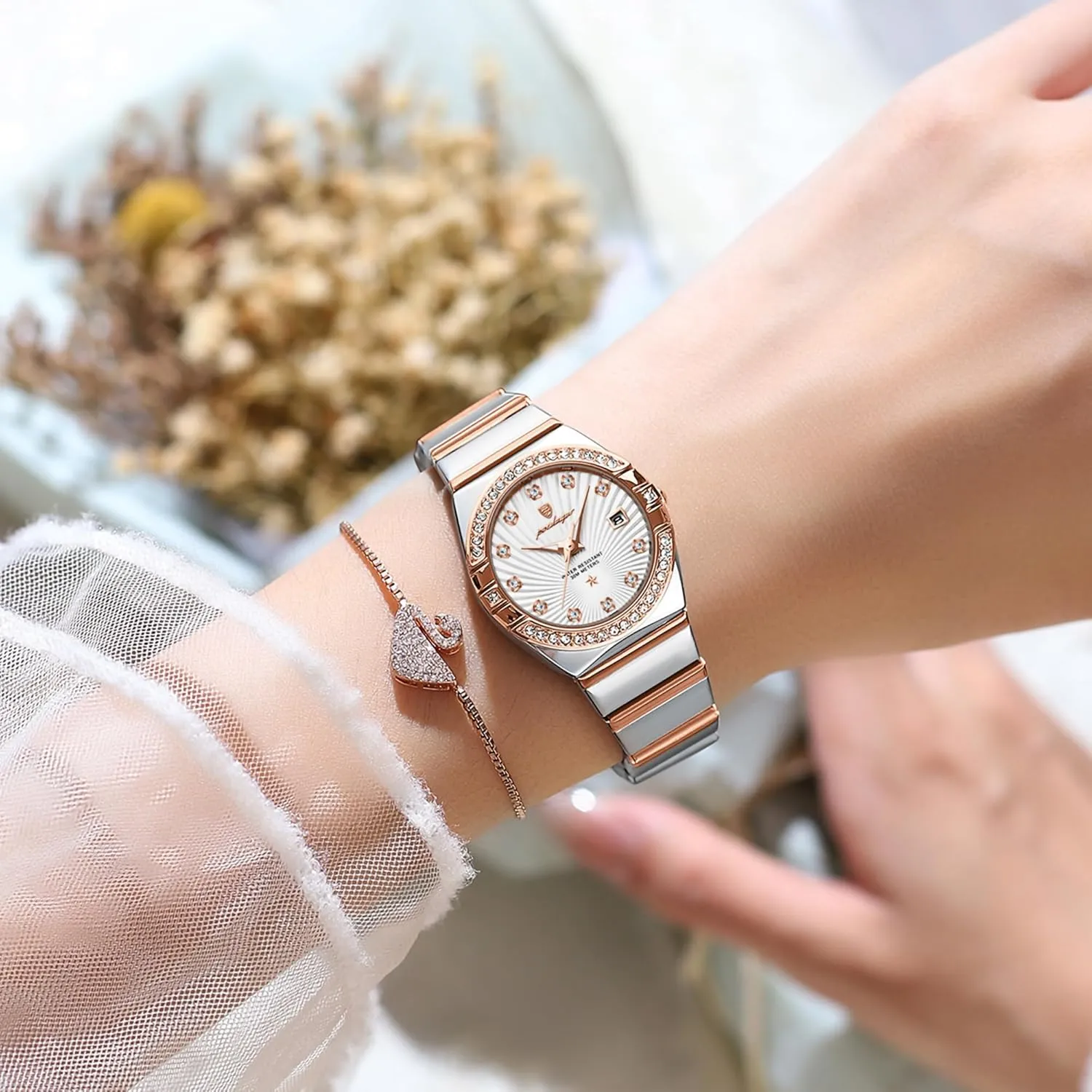 Dress Analog Quartz Stainless Steel Two Tone Waterproof count pure Babylonian Luminous Luxury Casual Small Wrist Watch Watch for Women Diamond Business 