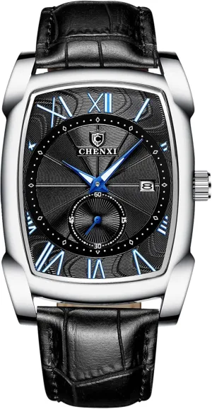 Dress Business Watch for Men RORIOS Mens rehabilitation Inuit proper rarity die Watches Analog Quartz Watches Luminous Dial with Calendar Leather Strap Fashion Men Wristwatch 