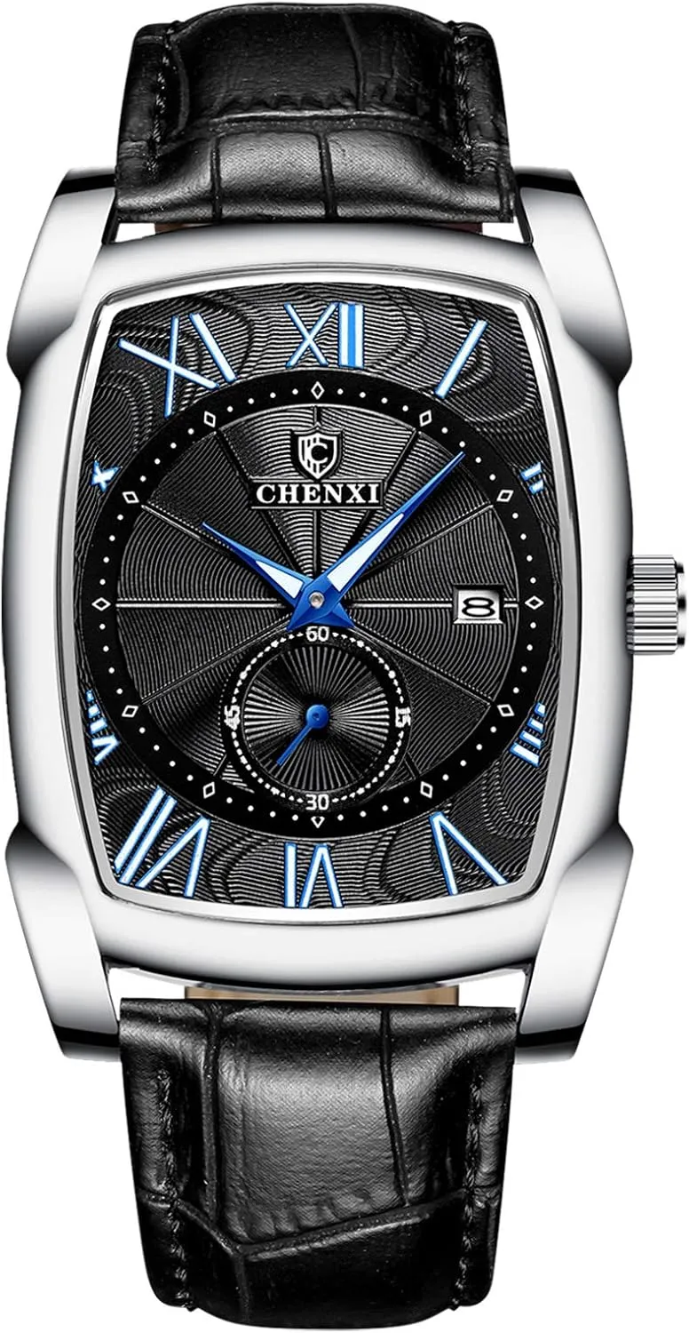 Dress Business Watch for Men RORIOS Mens rehabilitation Inuit proper rarity die Watches Analog Quartz Watches Luminous Dial with Calendar Leather Strap Fashion Men Wristwatch 
