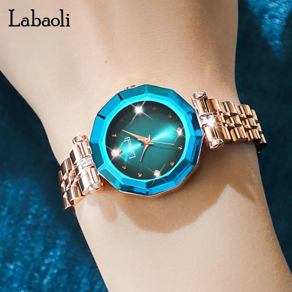 Dress Business Waterproof Simple Quartz Wife Gifts stint Blue Wrist Watch Crystal Watches for Women Fashion Luxury Diamond Rose Gold Stainless Ladies Female Luxury 
