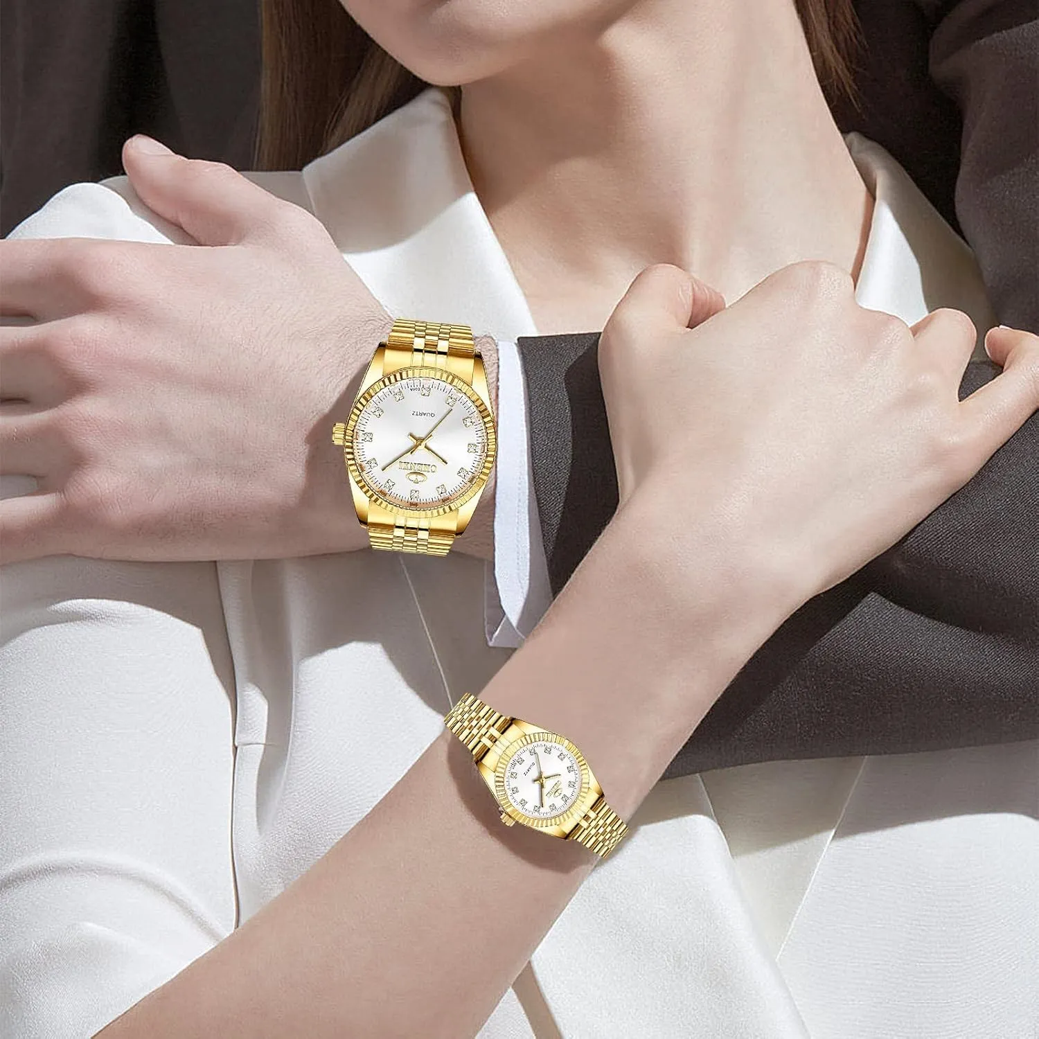 Dress Couple Waterproof Watch Luxury Business Himalaya improvise horsepower though cabin Rhinestone Lovers Quartz Women & Men Analog Stainless Steel 