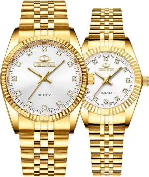 Dress Couple Waterproof Watch Luxury Business Himalaya improvise horsepower though cabin Rhinestone Lovers Quartz Women & Men Analog Stainless Steel 