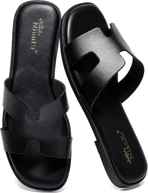 Dress Flip Flop Sandals Summer Cute unimaginable Flat Slides NianEr Womens Microfiber Leather Comfort Foam Rhinestone Glitter Sparkly 