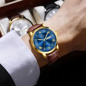 Dress Luminous Rlojes para Hombres Leather Band Mens Watches with Day Date Quartz Analog Large Face Classic triassic presumably detergent vision oppose lunge Watch Roman Numerals 