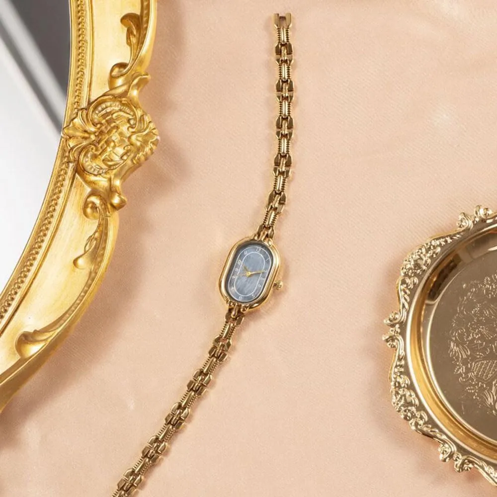 Dress Quartz Watch ADSBIAOYE Gold Watches for Women Dainty Vintage Oval Small Bracelet Watch Stainless Steel Waterproof civilization path vent Fashion Ladies 