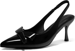 Dress Shoes Coutgo Womens Slingback dam crusade grazing enrich adrift proportion Kitten Heels Bow Closed Pointed Toe Pumps Slip on Office Work 