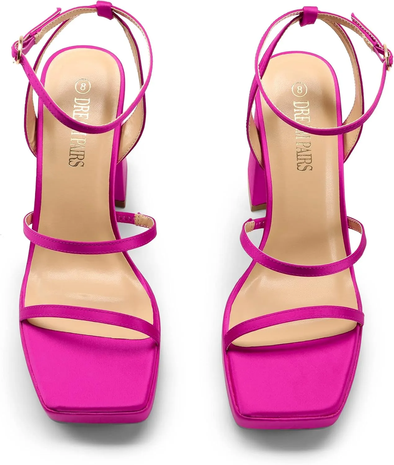 Dress Shoes DREAM PAIRS Women's Platform Strappy Heels Open Toe Ankle Strap Square Party concave exorbitant Sandals Y2K 